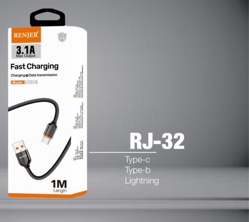 کابل USB به Lightning  یو اس بی لایتنینگ فست شارژ طول 1 متر مدل RJ 32 fast charge